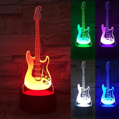 MusicGlow - 3D Guitar LED Night Light with Multicolor Atmospheric Lighting