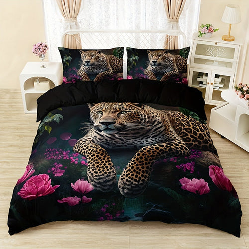 3-Piece Set – Animal Print HD Digital Bedding Set – Soft & Warm for Sofa, Bed, Office or Travel – All Seasons