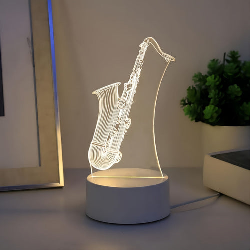 SaxGlow - 3D Saxophone LED Night Light, USB-Powered Table Lamp