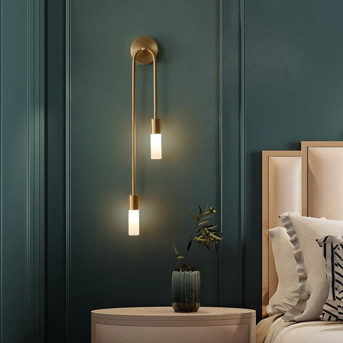 Meza Modern LED Wall Light, 2-Light, Stick, Gold, Living Room