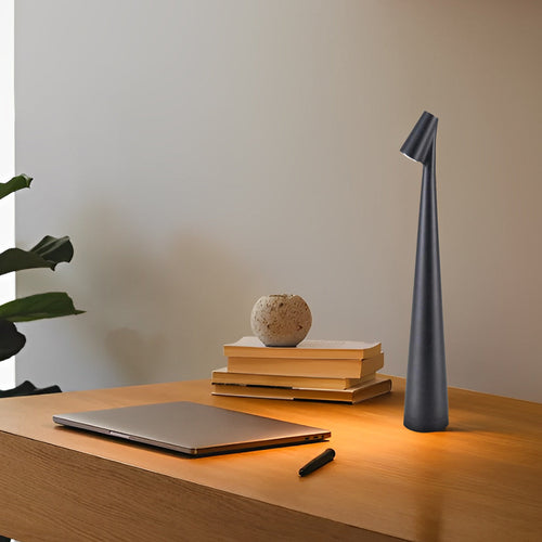 AuroraGlow - Stylish Conical Table Lamp with Downlight and USB Charging