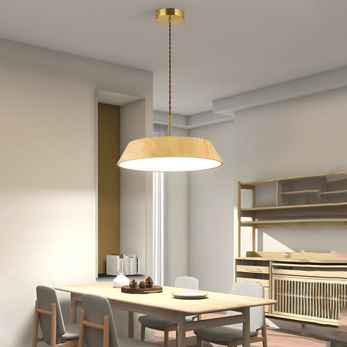 Round Wood Japanese Style LED Pendant Light