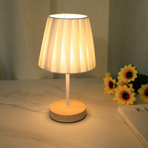 NordicLight - Modern Solid Wood Table Lamp with Linen Shade and USB