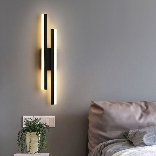 Alana Modern LED Wall Light – Black/Gold, Living Room/Bedroom, Acrylic & Metal