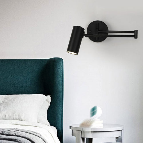 Modern Adjustable Cylindrical Wall Light - 2 Colors, Living Room, Metal