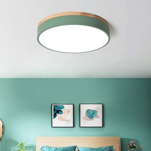 Lumiere Modern Ceiling Light - White/Grey Metal and Wood for Bedroom and Living Room
