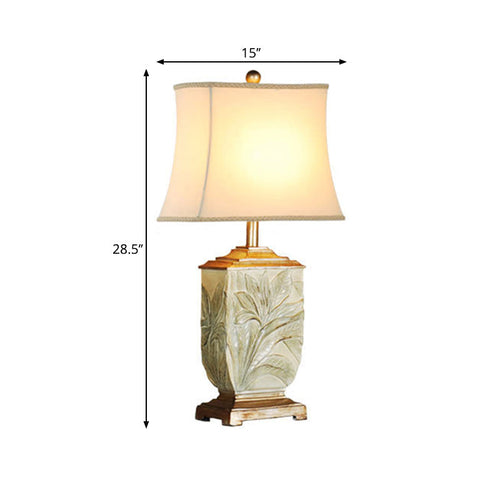 Vintage Table Lamp with White Fabric Shade - Traditional Desk Light for Guest Room