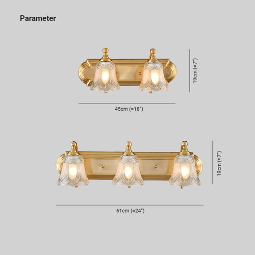 Modern LED Flower Wall Light Gold - Bathroom, Metal and Crystal