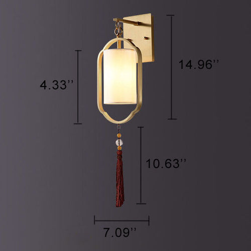 LumiGlow - Modern 1-Light Fabric Wall Light in Chinese Style