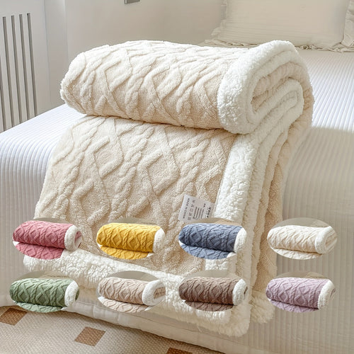 1-Piece Reversible Fleece Blanket – Thicker Sofa Blanket for Autumn & Winter, Suitable for All Seasons