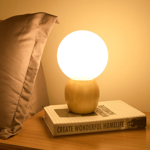 LumiOrb - Orb Bedside Lamp with Wooden Base