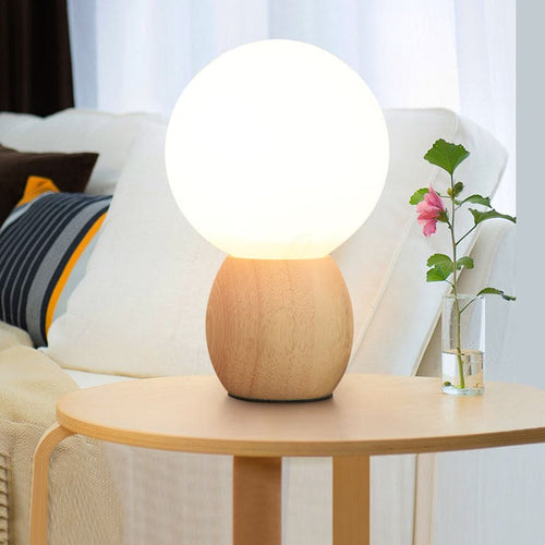 LumiOrb - Orb Bedside Lamp with Wooden Base
