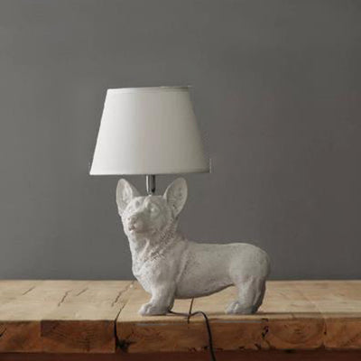 Dog Table Lamp - Modern Fabric Table Lamp with Resin for Kids Room
