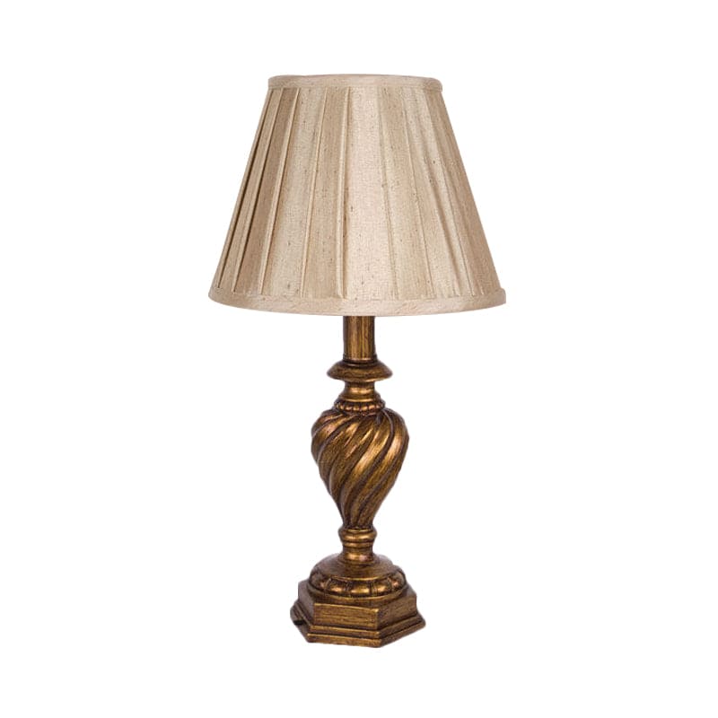 LuminoDesign - Modern Bedside Lamp with Resin Base and Pleated Shade