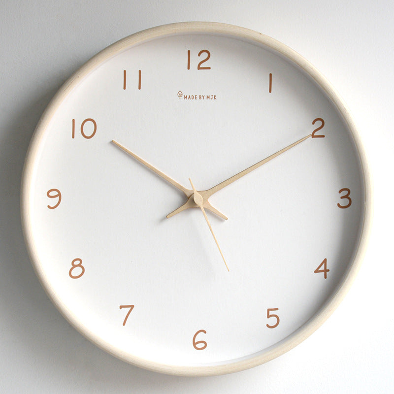 Simple Analogue Solid Wood Wall Clock for Home