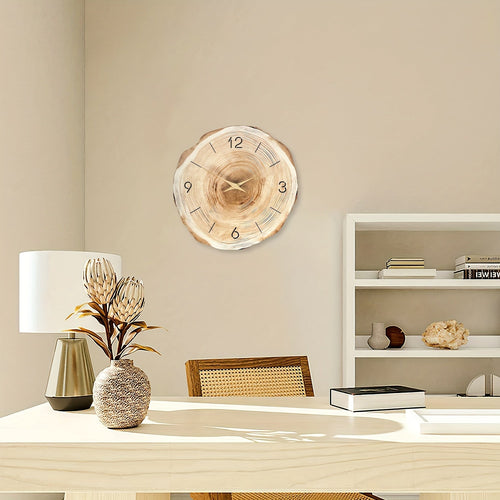Silent Quartz Wall Clock with Wooden Frame