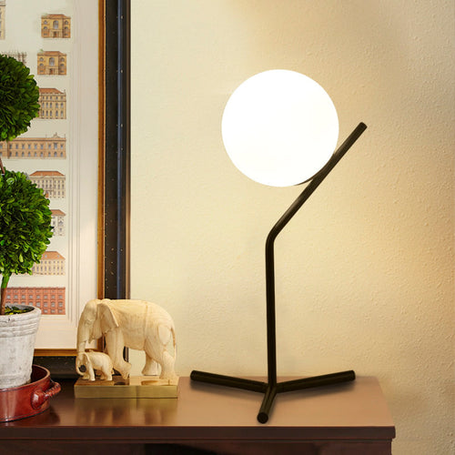 GlobeGlow - Modern Table Lamp with White Glass Shade