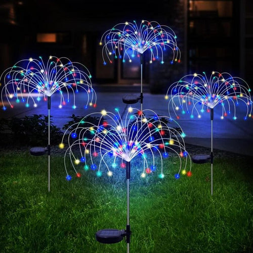 4-Pack Outdoor Solar Garden Fireworks Lamps