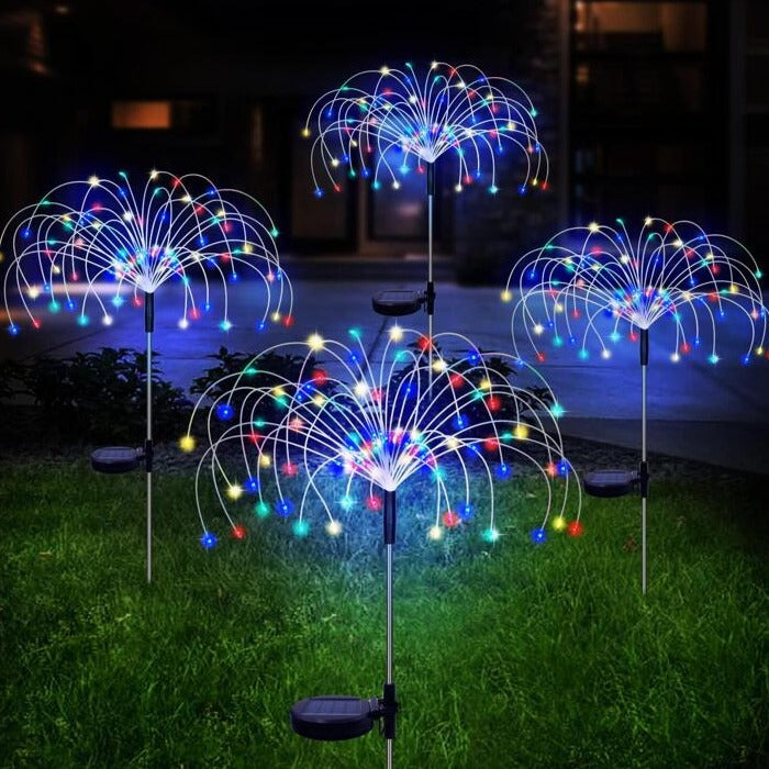 4-Pack Outdoor Solar Garden Fireworks Lamps