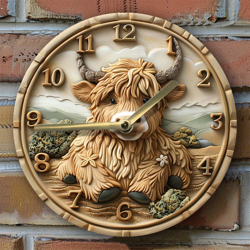 HighlandCharm – Silent Wall Clock with Highland Cow