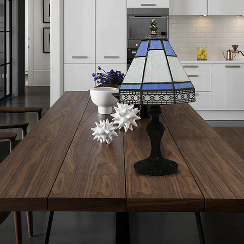 Tiffany Table Lamp - Beige/Blue Pagoda Style Bedside Lamp