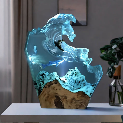 OceanGlow - Handmade Resin Lamp with Whale Design