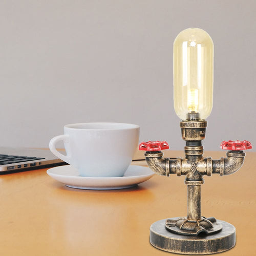 RoboGlow - Modern Table Lamp with Industrial Design and Metal Pipe