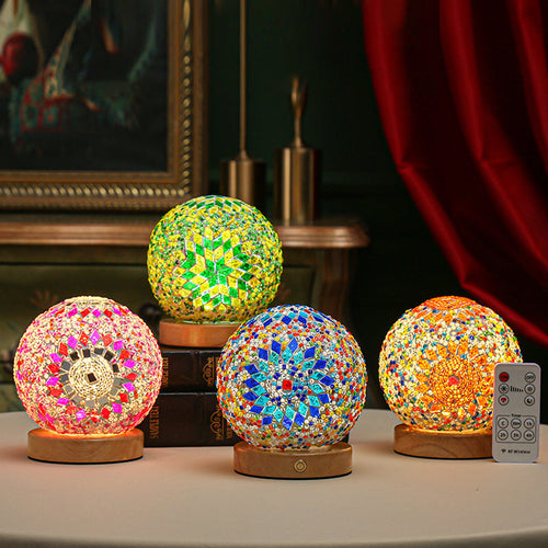 Spherical LED Dimmable Glass Bohemian Baroque Table Lamp