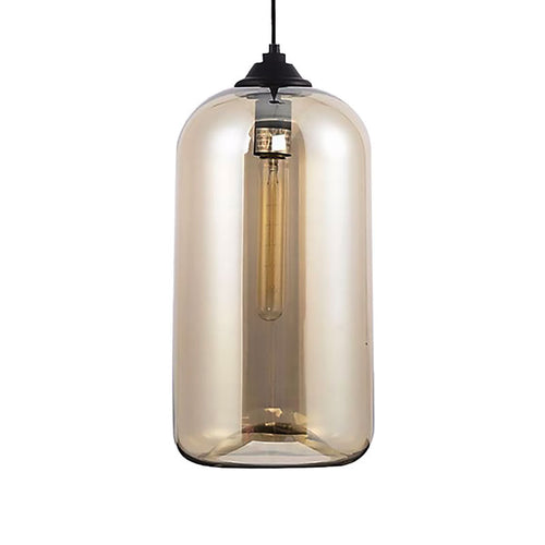 Wide Glass Pendant Light - Modern 1-Light Black Lamp