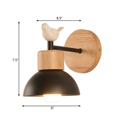 NordicDome - Metal and Wood Wall Light with Bird for Kids Room