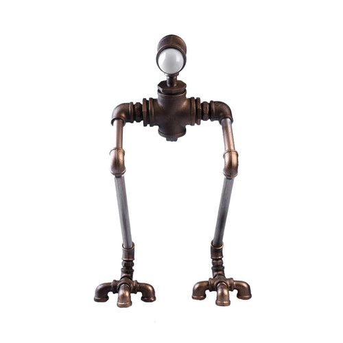 Steampunk Table Lamp - Iron Night Light with Long Legs and Warm White Light