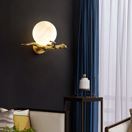 MarbleGlow - Wall Lamp with Copper Accents