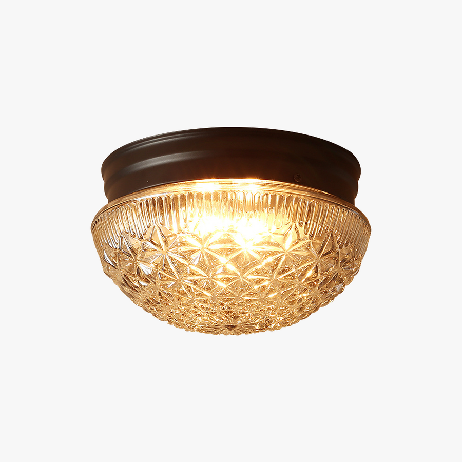 Clear Ribbed Glass Ceiling Light for Bedroom