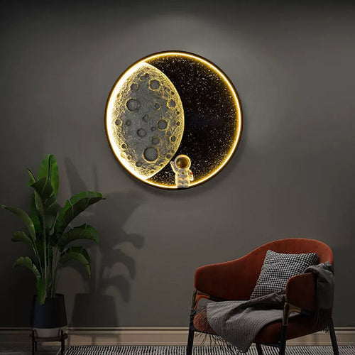 Elif Modern Astronaut Moon LED Wall Light - Bedroom/Kids Room, Indoor, Metal, Dimmable