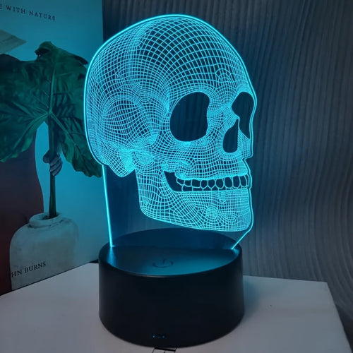 SkullGlow - 3D LED Skull-Shaped Table Lamp with USB Power
