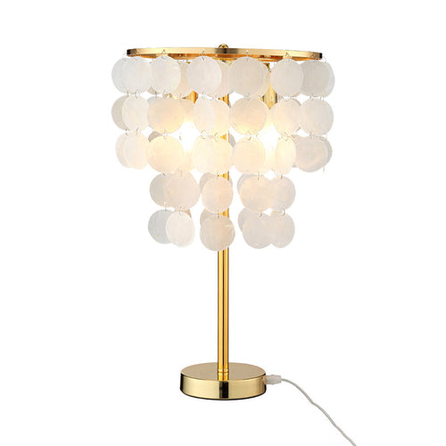 Shell Nightstand Lamp - Rustic Metal Table Lamp for Bedroom