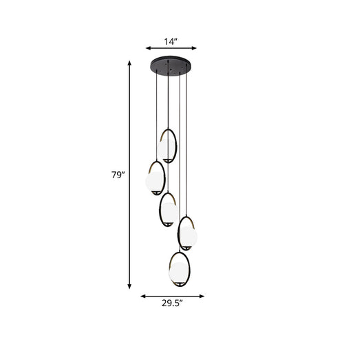 Multi Light Chandelier - Modern Black Glass Pendant Light for Staircase