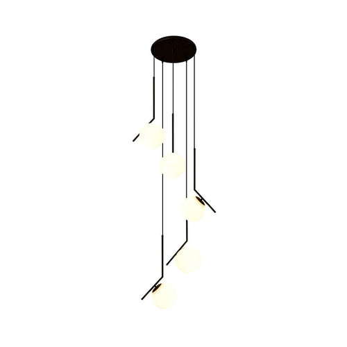 Multi Light Chandelier - Modern Black Glass Pendant Light for Staircase