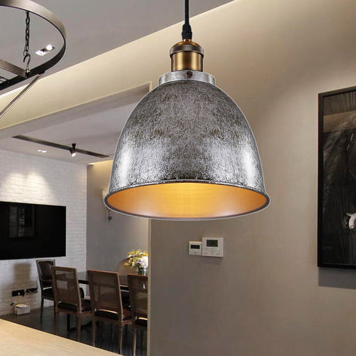 Atmospheric Dome Pendant Light - 1-Light Wrought Iron Fixture in Black/Rust