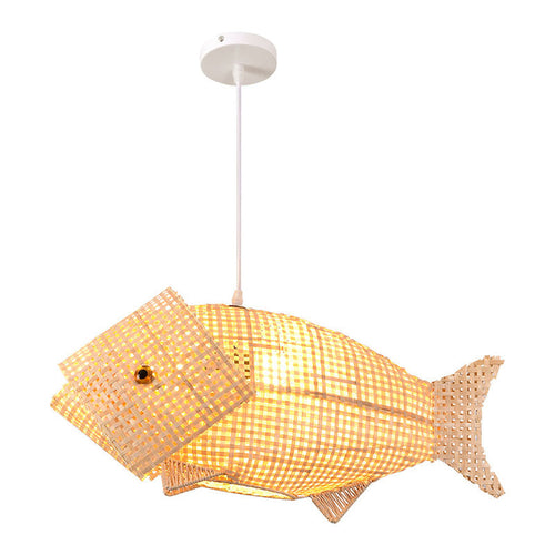 BambooFish - Asian Style Wood Pendant Light
