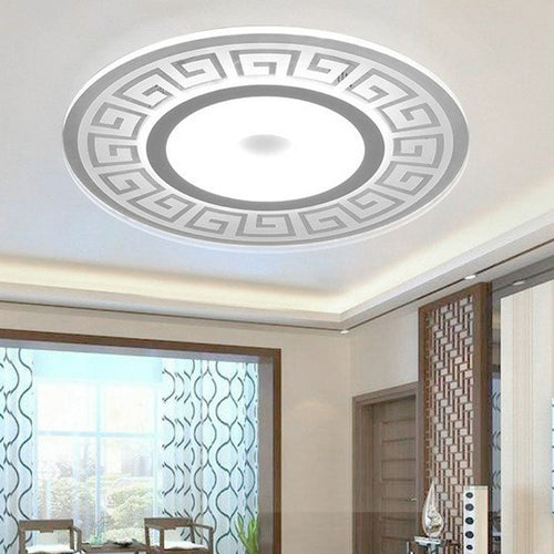 GreekKey - Acrylic LED Ceiling Light with Greek Key Decor for Bedroom