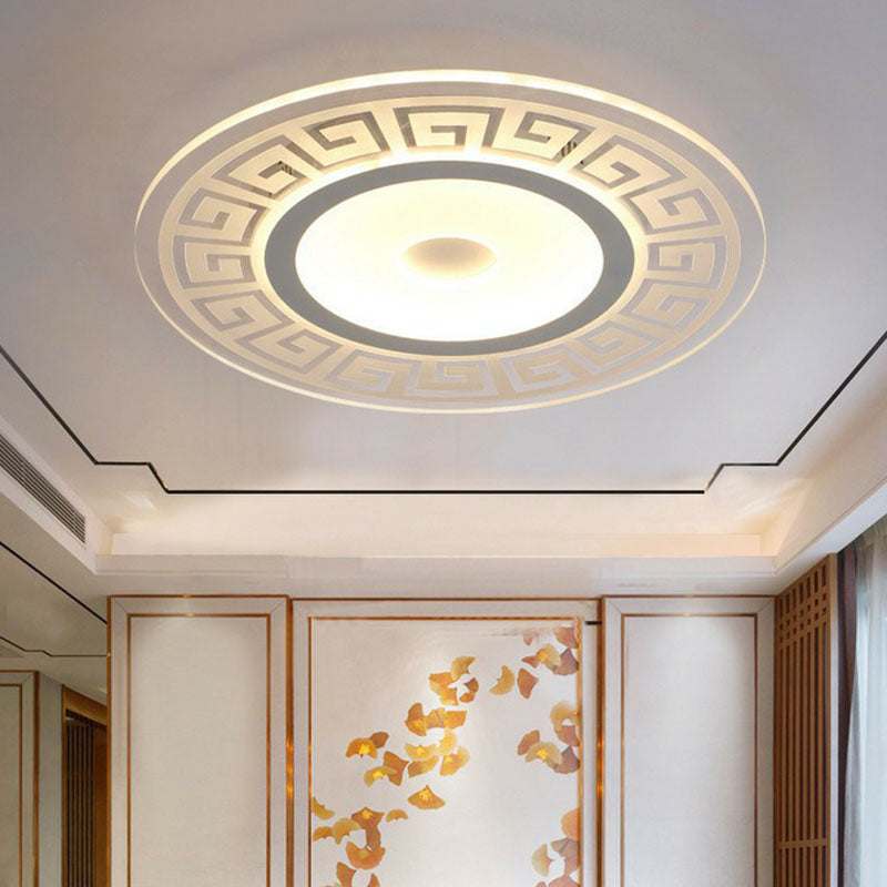 GreekKey - Acrylic LED Ceiling Light with Greek Key Decor for Bedroom