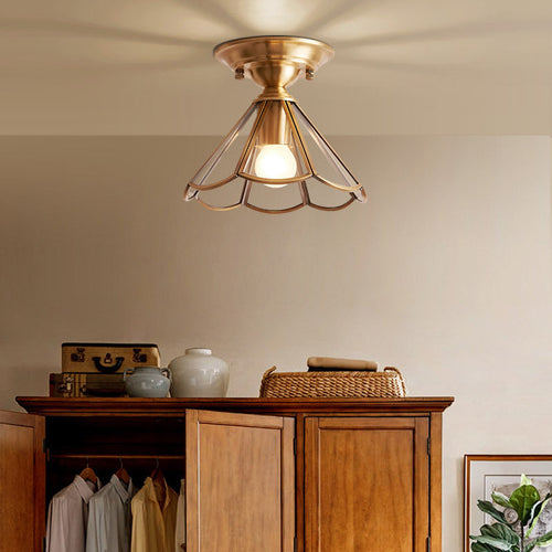 Minimalist Single-Track Ceiling Light in Brass