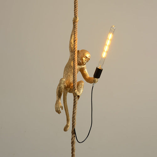 MonkeyLight - Modern Monkey Ceiling Light with Hemp Rope for Restaurants