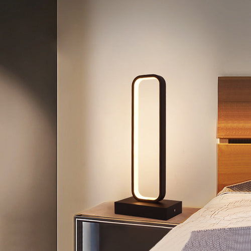 SimpleLED - Black Metal Nightstand Lamp with Rounded Rectangular Shape