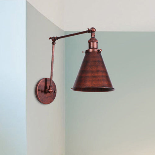 IndustrialFarm - Farmhouse Style Cone Wall Light in Black and Rust