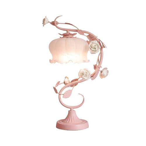 RoseLux - Pastoral Table Lamp with Handmade Ceramic Rose