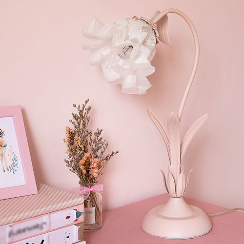 Pink Lily Table Lamp - Korean Garden Opal Glass Mood Lamp