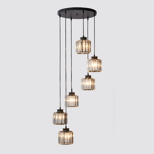 Drum Aluminum Pendant Light - Modern 3/5-Light Black/Gold Ceiling Light