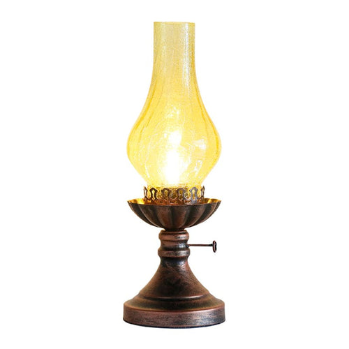 GlowThijs - Retro Nightstand Lamp with Crackle Glass Shade